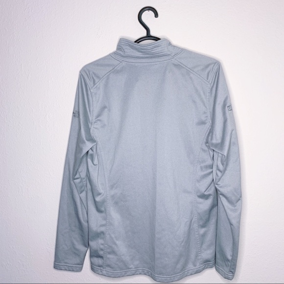 THE NORTH FACE - gray quarter zip pullover with logo on sleeve - LARGE - Picture 2 of 6